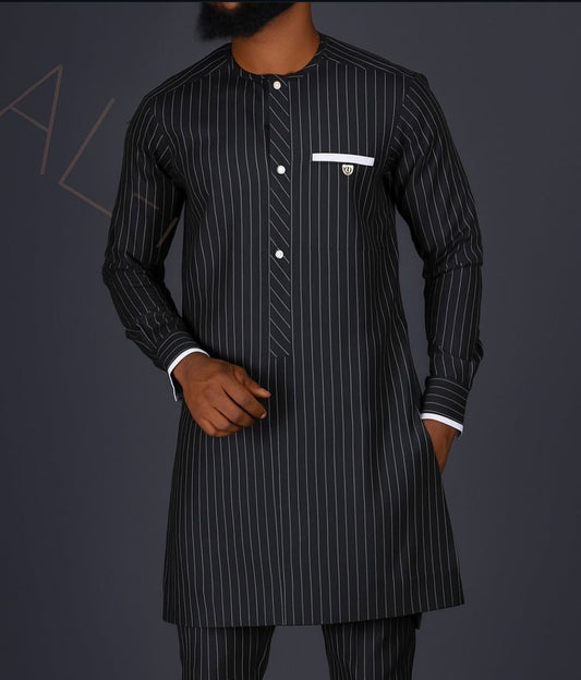 Ensemble noir à motifs blanc